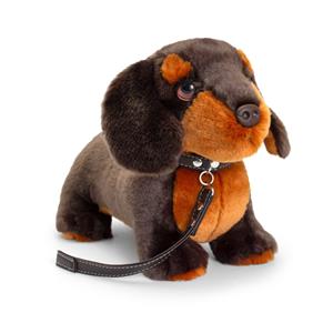 Keel Toys Pluche knuffel dier teckel hond aan lijn 30 cm -