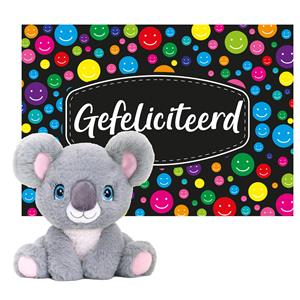 Keel Toys  Cadeaukaart Gefeliciteerd met knuffeldier koala 25 cm -