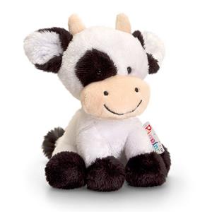 Keel Toys zwart/witte pluche koe/koeien knuffel 14 cm -