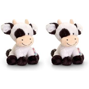Keel Toys Pluche koe/koeien knuffels zusjes Berta en Clara 14 cm -