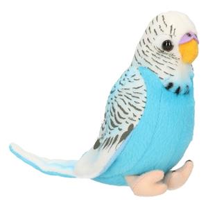 Merkloos Pluche knuffel vogel Parkiet blauw 11 cm -