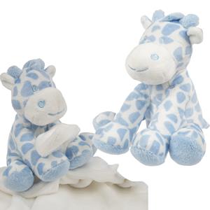 Suki Gifts giraffe baby geboren knuffels set - tuttel doekje en knuffeltje - blauw/wit -