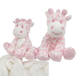 Suki Gifts giraffe baby geboren knuffels set - tuttel doekje en knuffeltje - roze/wit -