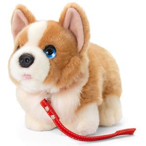 Keel Toys Pluche knuffel hond - corgi - met riem - 30cm - bruin -
