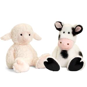 Keel Toys Pluche knuffels koe en lammetje boerderij vriendjes 25 cm -