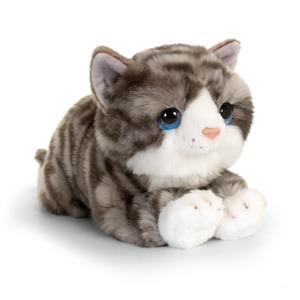 Keel Toys pluche grijs/witte kat/poes knuffel 32 cm -