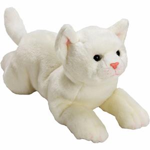 Suki Gifts Pluche witte poes/kat knuffel liggend 33 cm -