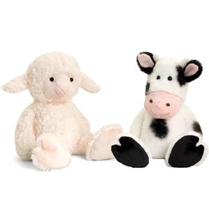 Keel Toys Pluche knuffels lammetje en koe boerderij vriendjes 18 cm -