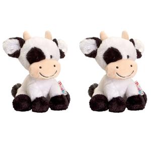 Keel Toys Set van 3x stuks  zwart/witte pluche koe/koeien knuffels 14 cm -