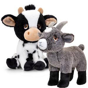 Keel Toys Pluche knuffel boerderijdieren voordeelset koe en geit van 25 cm -