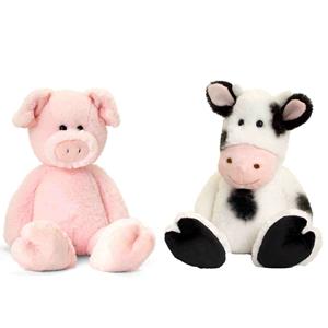 Keel Toys Pluche knuffels koe en varken boerderij vriendjes 25 cm -