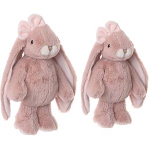 Bukowski pluche knuffel konijnen set 2x stuks - oud roze - 22 en 30 cm - luxe knuffels -