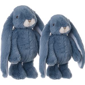 Bukowski pluche knuffel konijnen set 2x stuks - blauw - 22 en 30 cm - luxe knuffels -