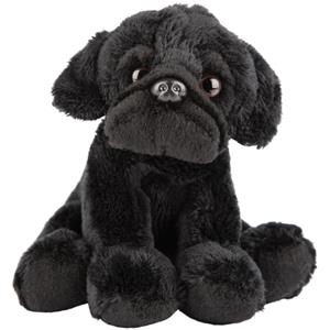 Suki Gifts Pluche knuffel dieren zwarte Mopshond hond 13 cm -