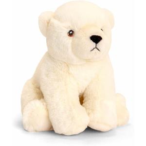 Keel Toys pluche ijsbeer knuffeldier - wit - zittend - 18 cm -
