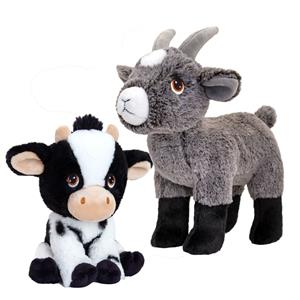 Keel Toys Pluche knuffel boerderijdieren voordeelset koe en geit van 19 cm -