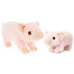 Keel Toys pluche varkens knuffeldieren - roze - staand - 18 en 28 cm -