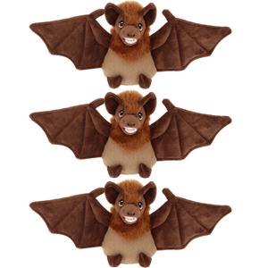Keel Toys pluche vleermuis knuffeldier - 3x - bruin - vliegend - 15 cm -
