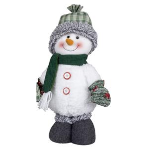 Merkloos Pluche decoratie sneeuwpop - cm - pop - met geruite muts - staand -