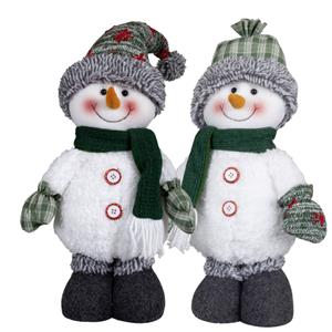 Pluche sneeuwpoppen knuffels - set 2x st - cm - sneeuwman knuffel -