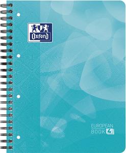 Oxford School Projectbook spiraalschrift, ft A4+, 4-gaats, gelijnd, aqua blauw