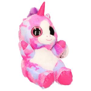 Keel Toys pluche eenhoorn knuffel - regenboog kleuren fuchsia roze - 25 cm -