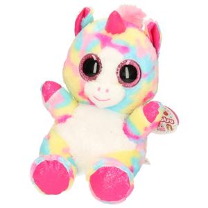 Keel Toys pluche eenhoorn knuffel - regenboog kleuren roze/geel - 25 cm -