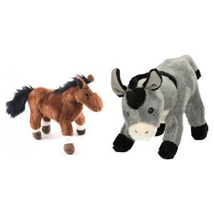 Cornelissen Pluche knuffel boerderijdieren set Ezel en Paard van 20 cm -