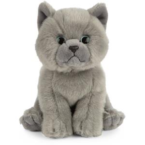 Living Nature Pluche Britse korthaar kat/poes knuffel 16 cm speelgoed -