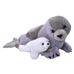 Wild Republic Pluche grijze zeehond met baby knuffel cm speelgoed -