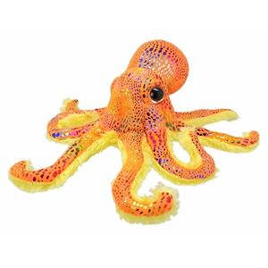 Wild Planet Pluche octopus knuffel oranje glitter 25 cm -
