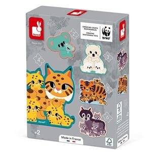 Janod speelgoed Janod puzzels dieren 2-3-4-5-6 stukjes WWF