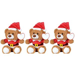 Merkloos 8x Kerst knuffel pluche beertjes bruin zittend 18 x 19 cm speelgoed -