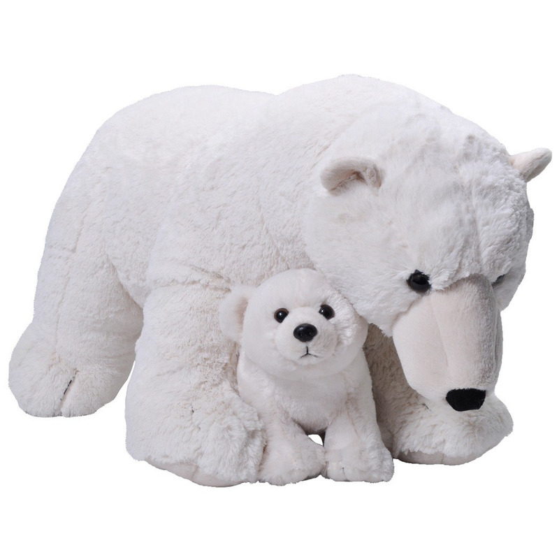 Wild Republic Jumbo knuffel witte ijsbeer met welpje 76 cm knuffeldieren -