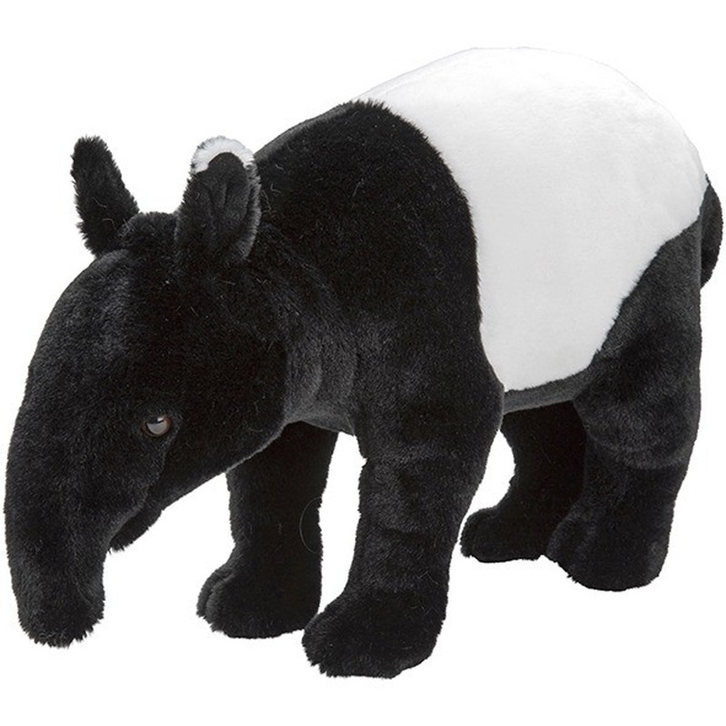 Nature Planet Pluche zwart/witte tapir knuffel 26 cm speelgoed -