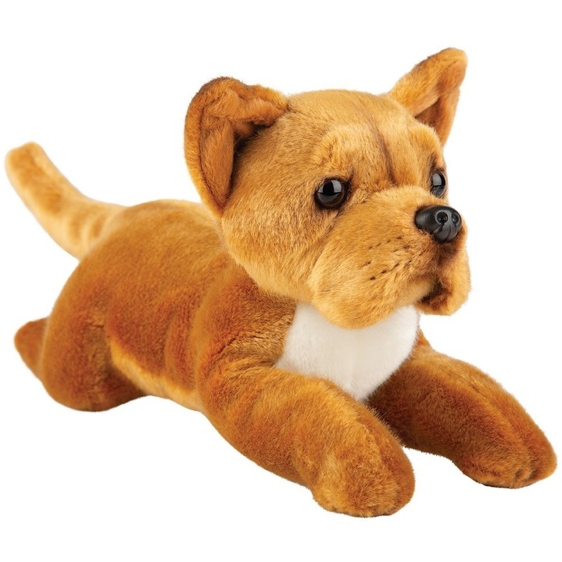 Suki Gifts Pluche bruine staffordshire bull terrier honden knuffel 30 cm -
