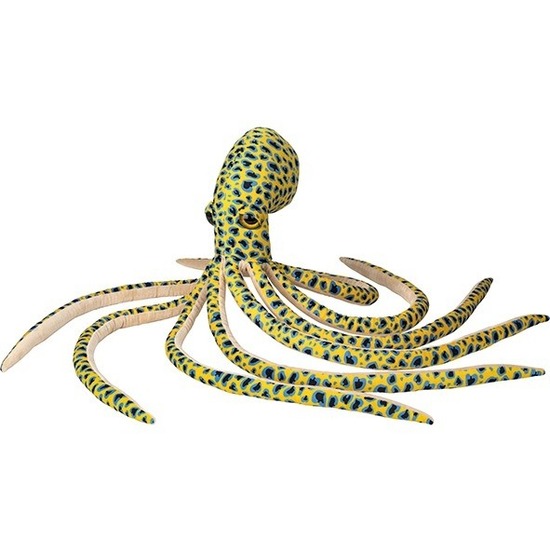 Nature Planet Grote pluche gele octopus/inktvis knuffel 100 cm speelgoed -