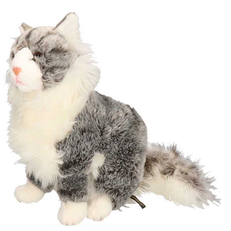 CarlDick Pluche grijze katten knuffel 35 cm -