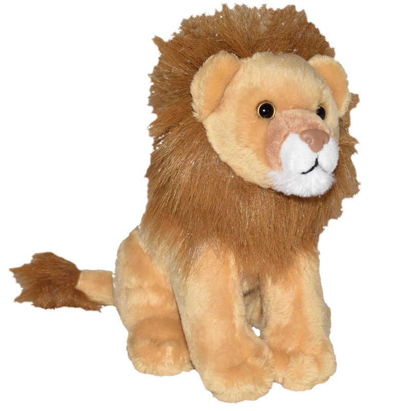 Wild Republic Pluche bruine leeuw knuffel met geluid 20 cm speelgoed -