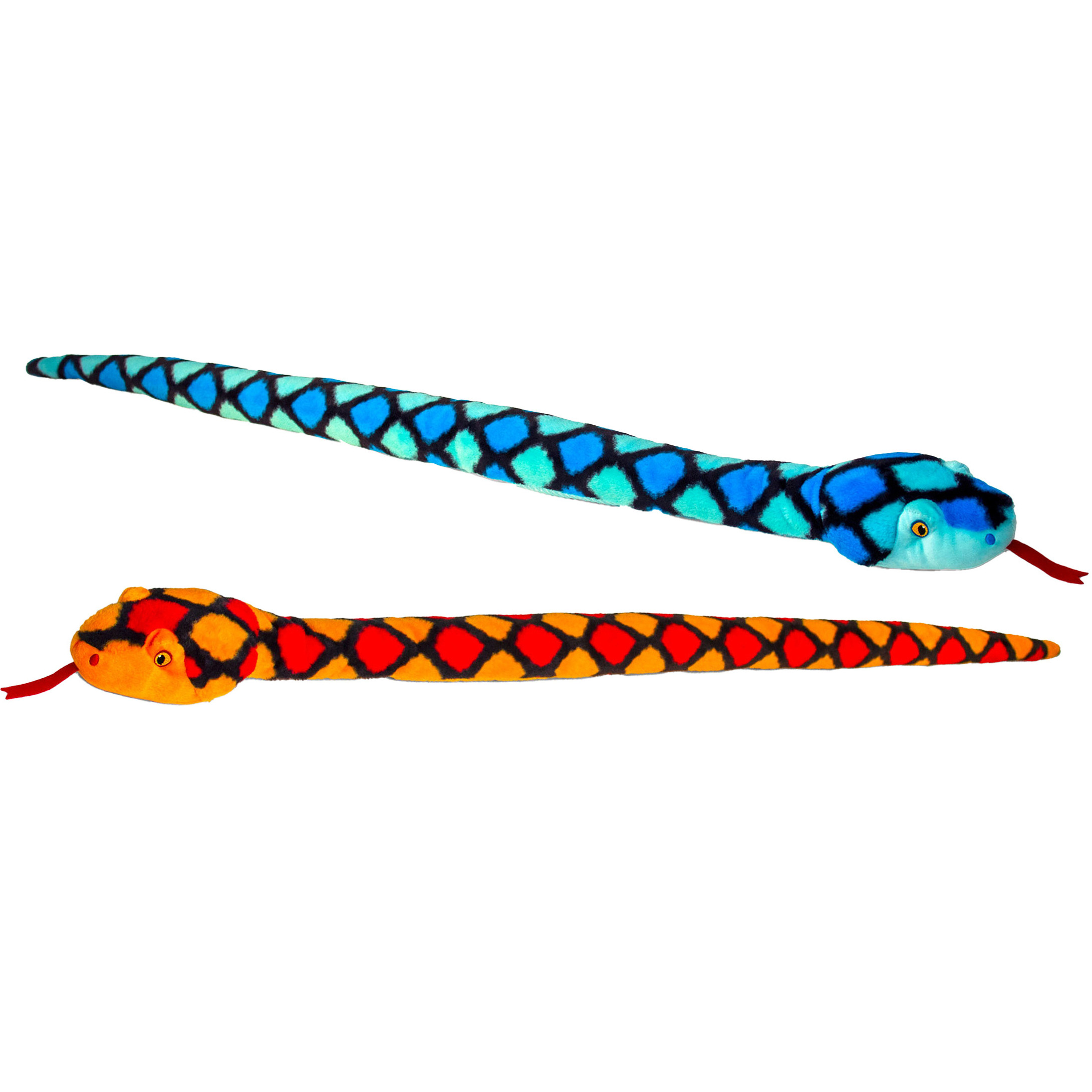 Keel Toys  Pluche knuffel dieren set van 2x slangen rood en blauw 100 cm -
