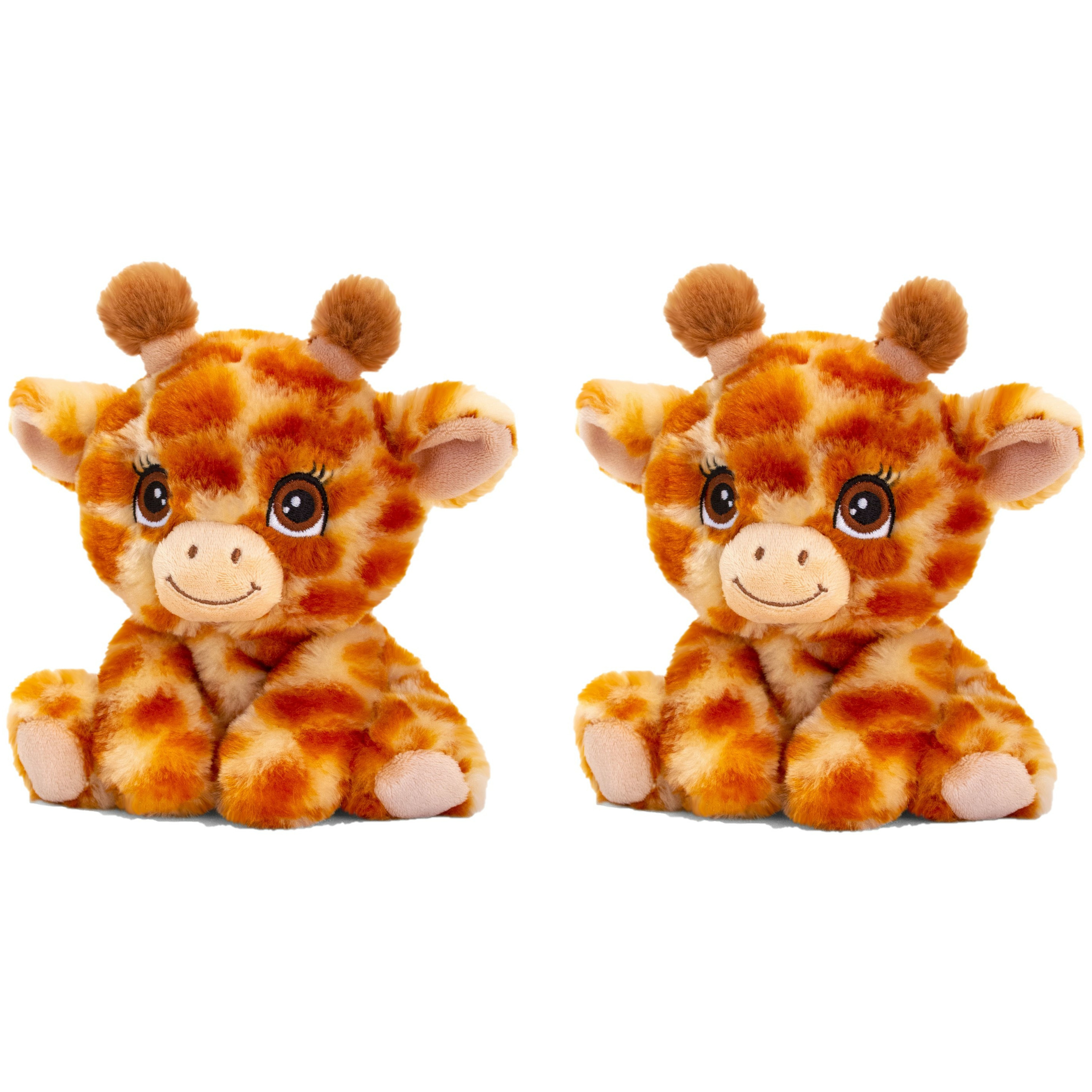 Keel Toys Pluche knuffel dier giraffe - set van 2x - super zacht - 16 cm -