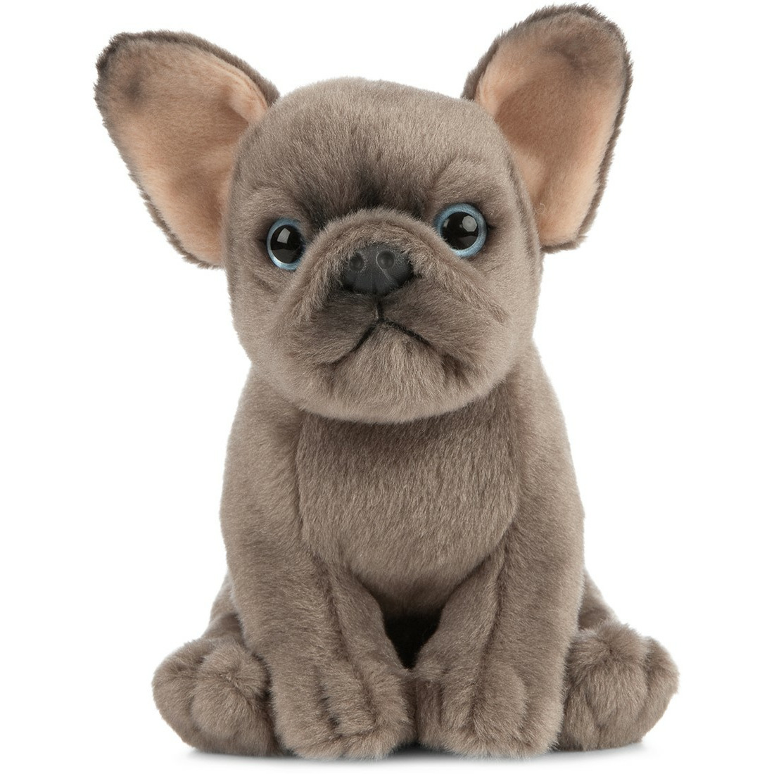 Living Nature Pluche grijze Franse Bulldog hond knuffel 15 cm speelgoed -
