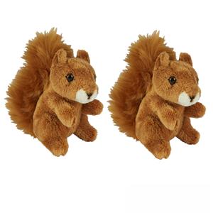 Ravensden multipak van 2x stuks pluche knuffel dieren Rode Eekhoorns van 15 cm -