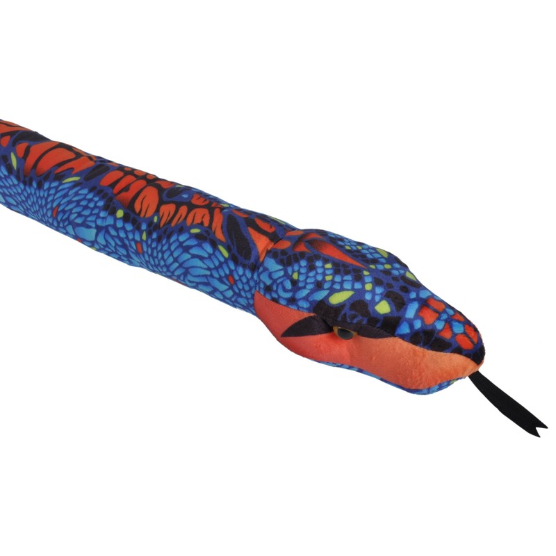 Wild Republic Pluche blauw/oranje slangen knuffel 137 cm speelgoed -