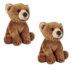 Merkloos 2x stuks pluche bruine beer/beren knuffel 15 cm speelgoed -