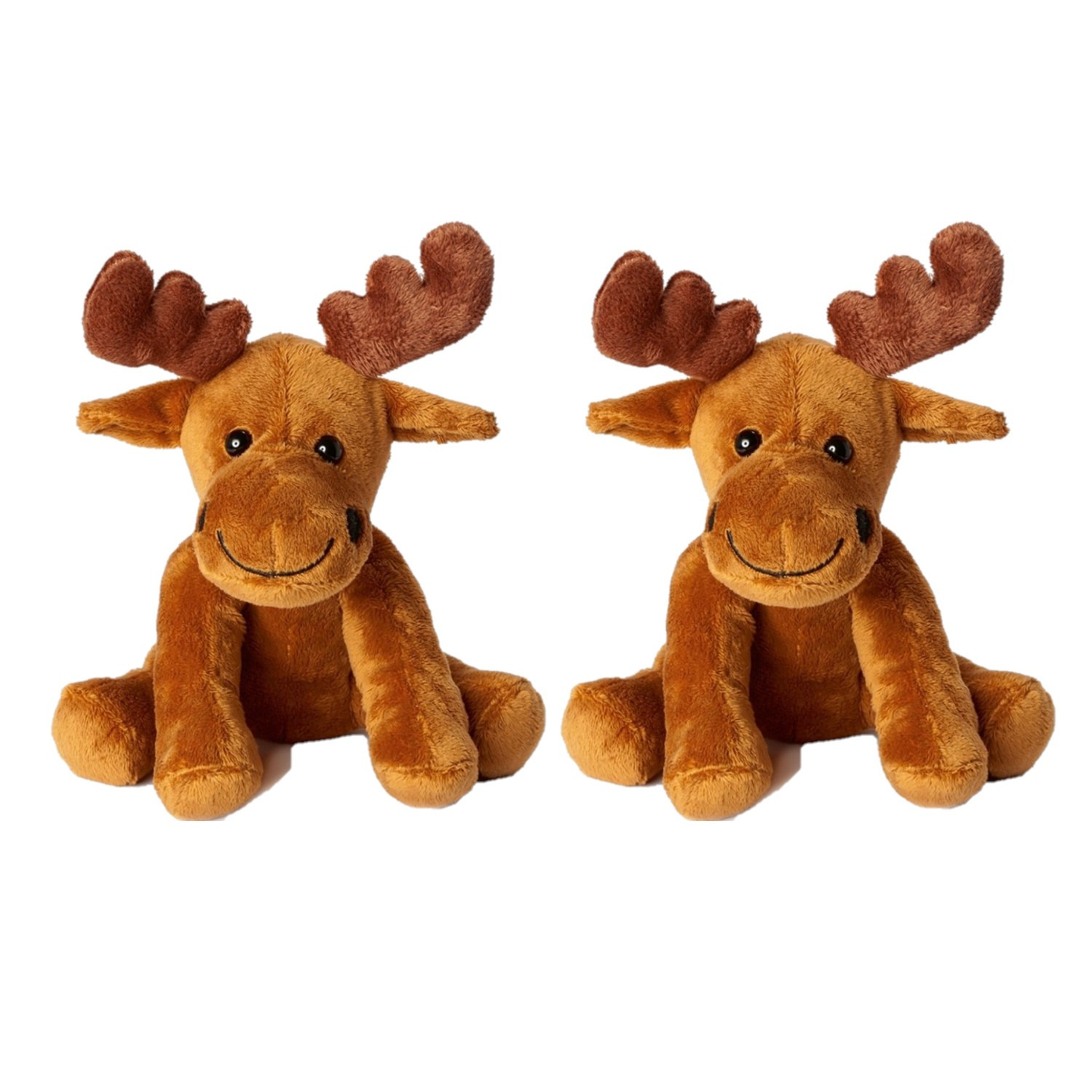 Merkloos 2x stuks pluche bruine eland knuffel 20 cm speelgoed -