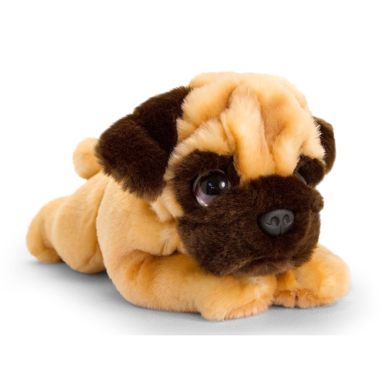 Keel Toys pluche bruine Mopshond honden knuffel 25 cm -