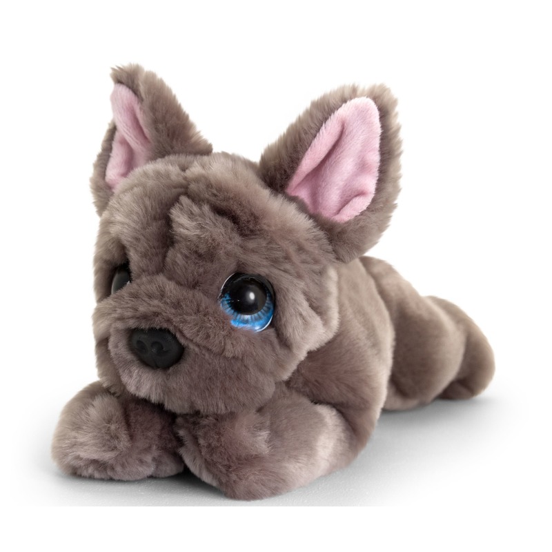 Keel Toys pluche grijze Franse bulldog honden knuffel 25 cm -