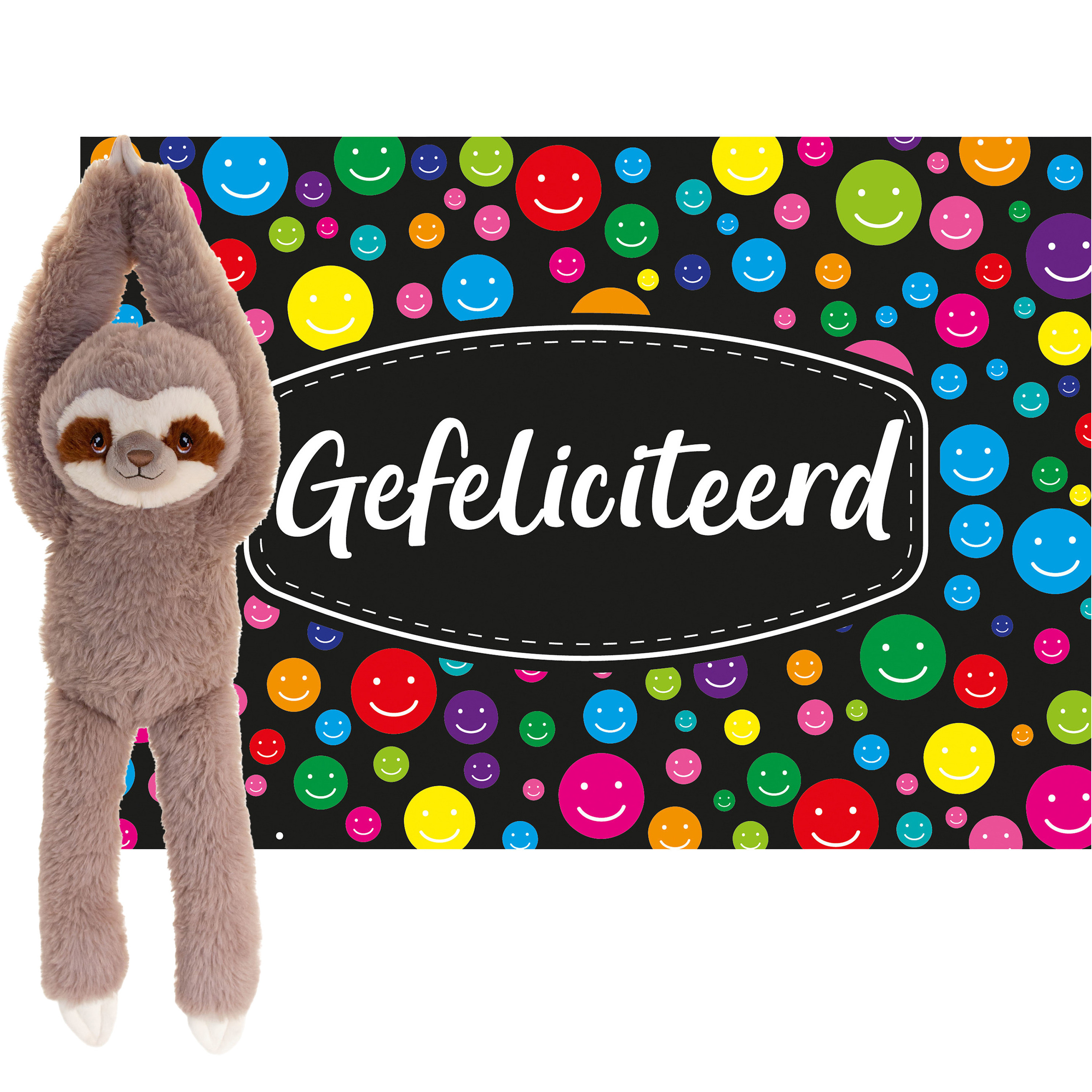 Keel Toys  Cadeaukaart Gefeliciteerd met knuffeldier luiaard 50 cm -