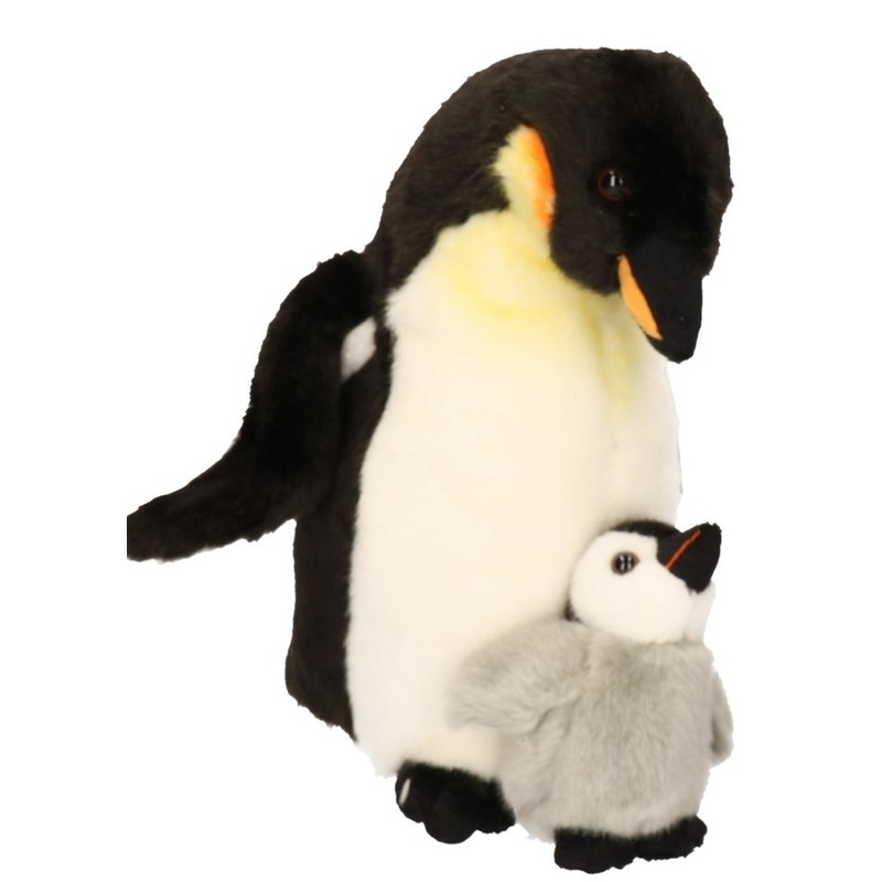 CarlDick Pluche knuffel pinguin met jong 32 cm -